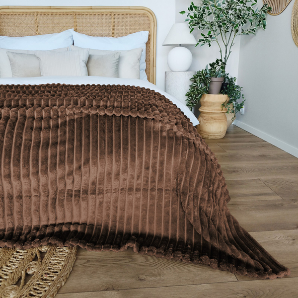 Blanket 200 x 220 Microfiber Stamped Stripes Nuvio 07