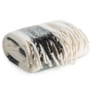Mohair Blanket 130 x 170 with Fringes Mohair 7 Black+K