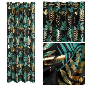 Curtain 140 x 250 Decorative Przel Malta Black + Gold