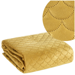 Bedspread 220 x 240 Decorative Quilted Pattern Ariel Mustard