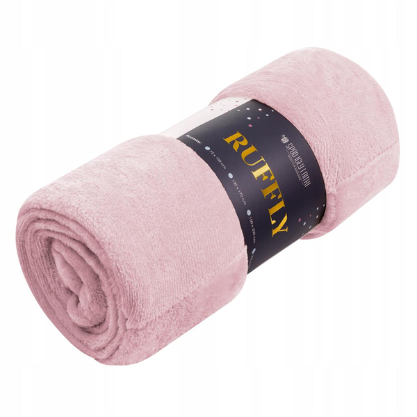 Koc 150 x 200 Mikrofibra Falbanka Ruffly Pudrowy