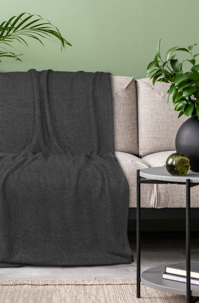170 x 210 Microfiber Boucle Blanket Black