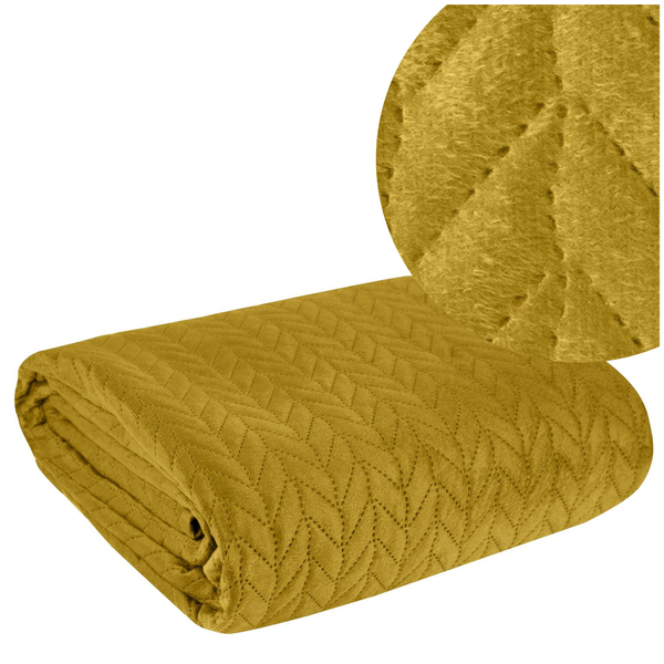 170 x 210 Quilted Velvet Luiz4 Mustard Bedspread