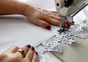 Stainproof Tablecloth with Guipure Lace White 150x270