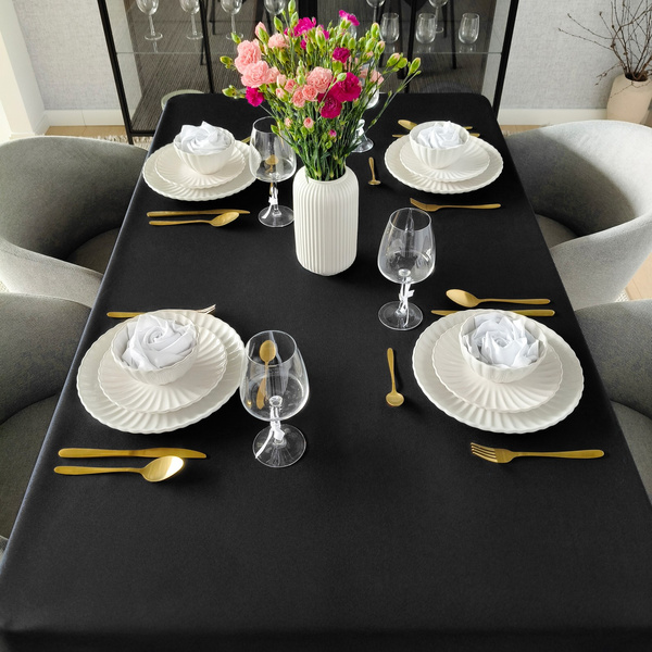 Obrus 140x200 Plamoodporny Klasyczny Elegant Czerń
