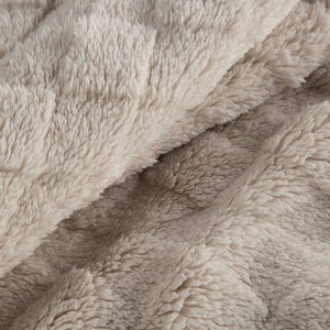 Blanket 200 x 220 Stamped Plush Nancy Beige