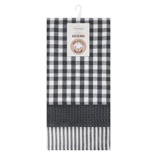 Set of 3 Cloths 50 x 70 Cotton Lucy Steel