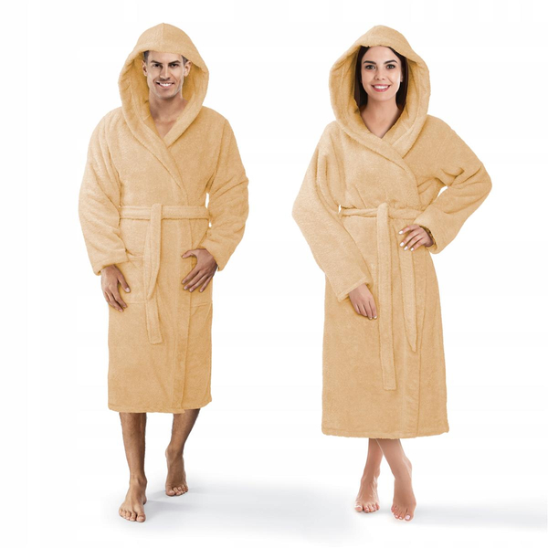 Unisex Hooded Cotton Robe XS Beige