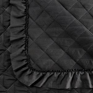 Quilted Bedspread 200 x 220 with Ruffle Vanesa Black