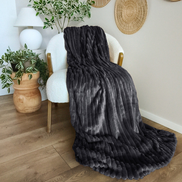 Koc 160 x 200 Mikrofibra Tłoczona Pasy Nuvio 03