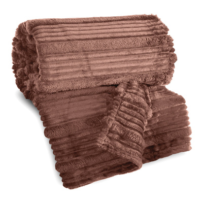Koc 150 x 200 Flanelowy Tłoczony Nina Mocha