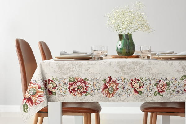 Obrus 140 x 180 Dekoracyjny Gobelinowy 1182 Czerw