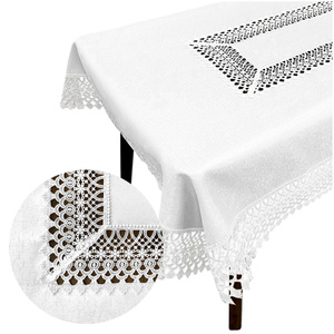 Stain-Resistant Tablecloth 150 x 300 with Lace 2017 White
