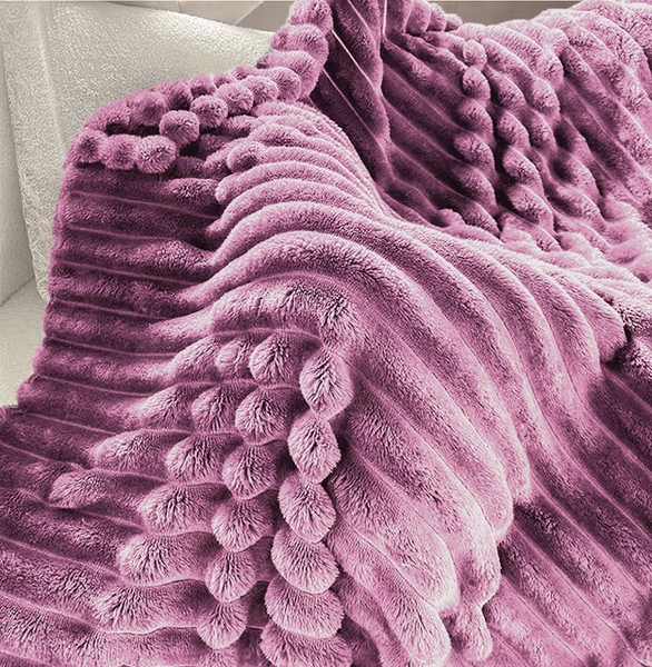 Koc 160 x 200 Mikrofibra Pluszowy Pasy Shirley 03