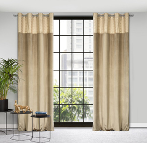 Curtain 140 x 250 Decorative Velvet Elen Beige+Grey