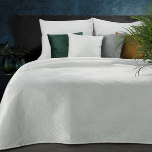 Bedspread 170 x 210 Quilted Velvet pattern Ria5 White