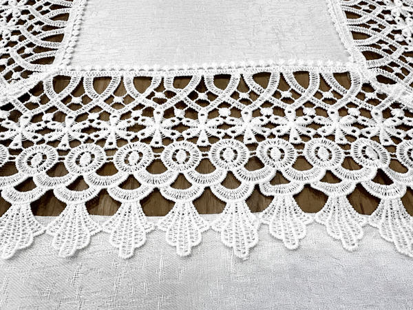 Stain-Resistant Tablecloth 150 x 280 with Lace 2017 White