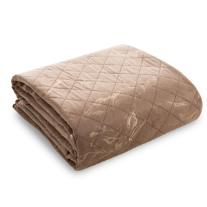 Quilted Velvet Bedspread 220 x 240 Luiz6 C.Beige+Gold