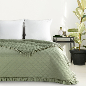 Quilted Bedspread 170 x 210 with Ruffle Vanesa Light Green