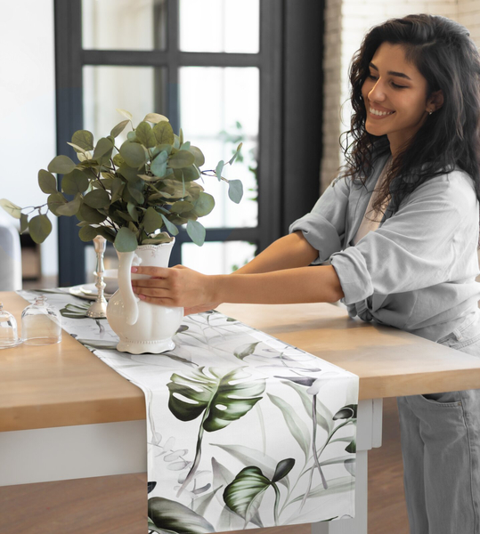 Obrus 85 x 85 Dekoracyjny Ellen Biały+Oliwka