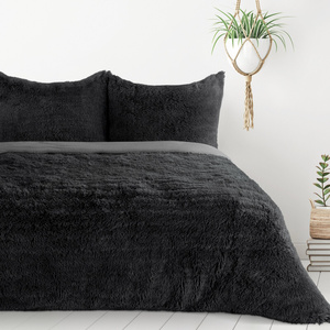 Bedding 160 x 200 3 pcs Fur Polar Tiffany Black