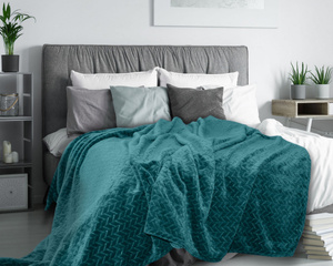 Koc 220 x 200 Mikrofibra Design Cindy Ciemny Turkus