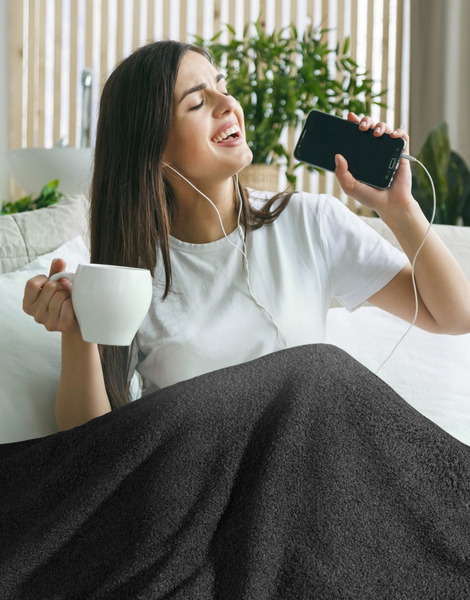 Blanket 200 x 220 Microfiber Boucle Bukla Black