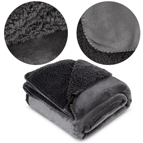 Blanket 70 x 160 Microfiber Double-sided Tedy Steel