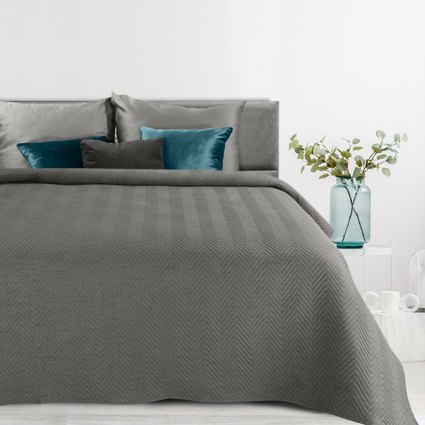 Bedspread 220 x 240 Quilted Len3 Graphite