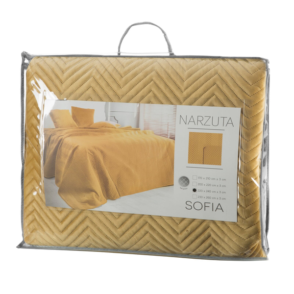 Narzuta 220 x 240 Dekoracyjna Welurowa Sofia Musztard