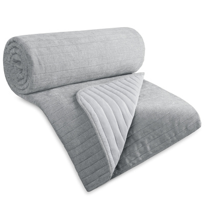 Narzuta 220 x 240 Pikowana Pasy Glori Srebrny