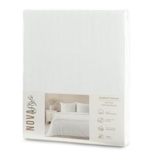 Bedding 160 x 200 3 pcs Cotton Satin Vera White