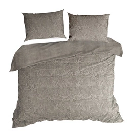 Pościel 160x200 3cz Mikrofibra Tłoczona Flano Beż