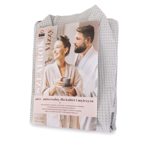 Szlafrok Gofer Bawełna Unisex Vizzy L 03 Szary