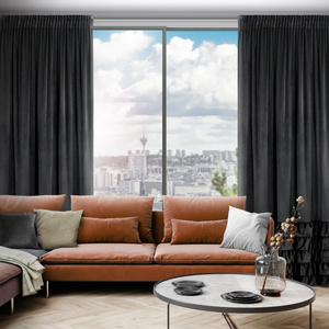 Zasłona 140 x 270 Welwet z Falbaną Dani Czarny