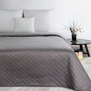 220 x 240 Quilted Velvet Luiz5 Silver Bedspread