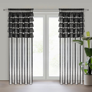 Firana 140 x 270 Dekoracyjna Gotowa Aura Czarny