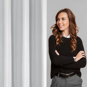 Zasłona 140 x 250 Dekoracyjna Przelotki Adari Biel