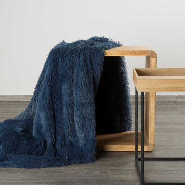 Blanket 170 x 210 Double-sided Fur Tifany1 Navy Blue