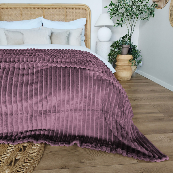 Blanket 200 x 220 Microfiber Stamped Stripes Nuvio 14