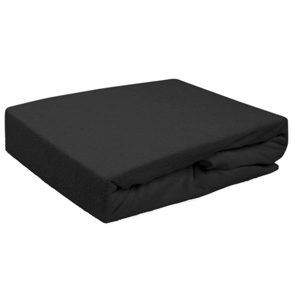 Terry sheet with elastic 002_D Black 80x140