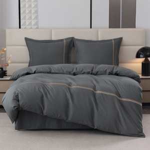 Pościel 200 x 220 3cz Gładka Z Haftem Lumera 09