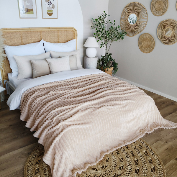 Blanket 200 x 220 Microfiber Stamped Stripes Nuvio 05