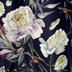 Curtain 140 x 250 Decorative Peony Splits Black