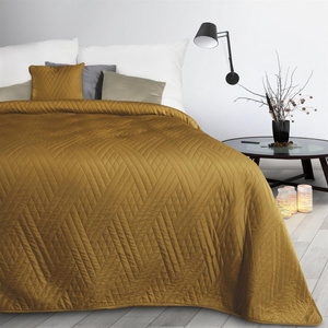 Bedspread 200 x 220 Quilted Decorative Boni1 Mustard