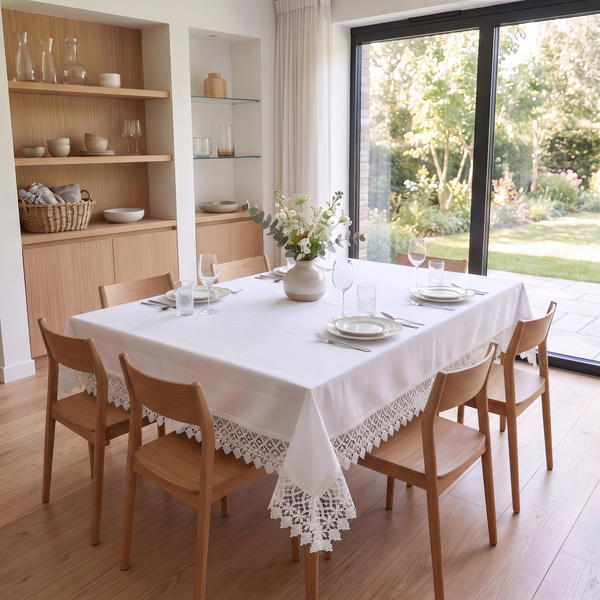 Obrus 100x100 Plamoodporny z Gipiurą Elia Biel 01