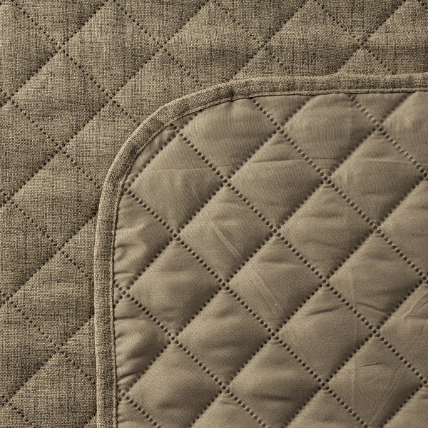 Bedspread 220 x 240 Quilted Linen1 Dark Beige