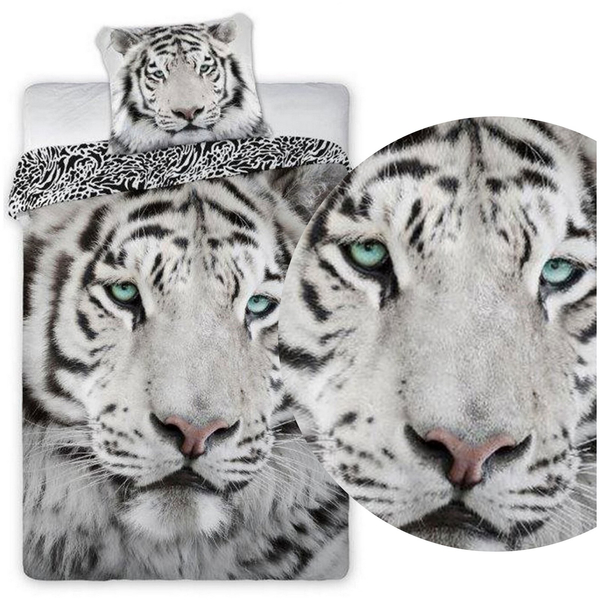 Pościel Młodzieżowa Bawełniana Szara 366 Tygrys 140x200NP 2 części 70x90
