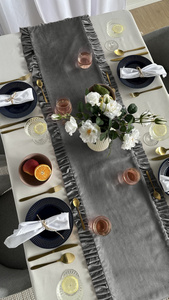 Table Runner 40 x 160 Decorative with Ruffles Ligia 06