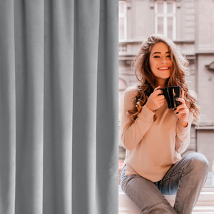 Decorative Curtain D91 Rosa 140 x 250 Grey